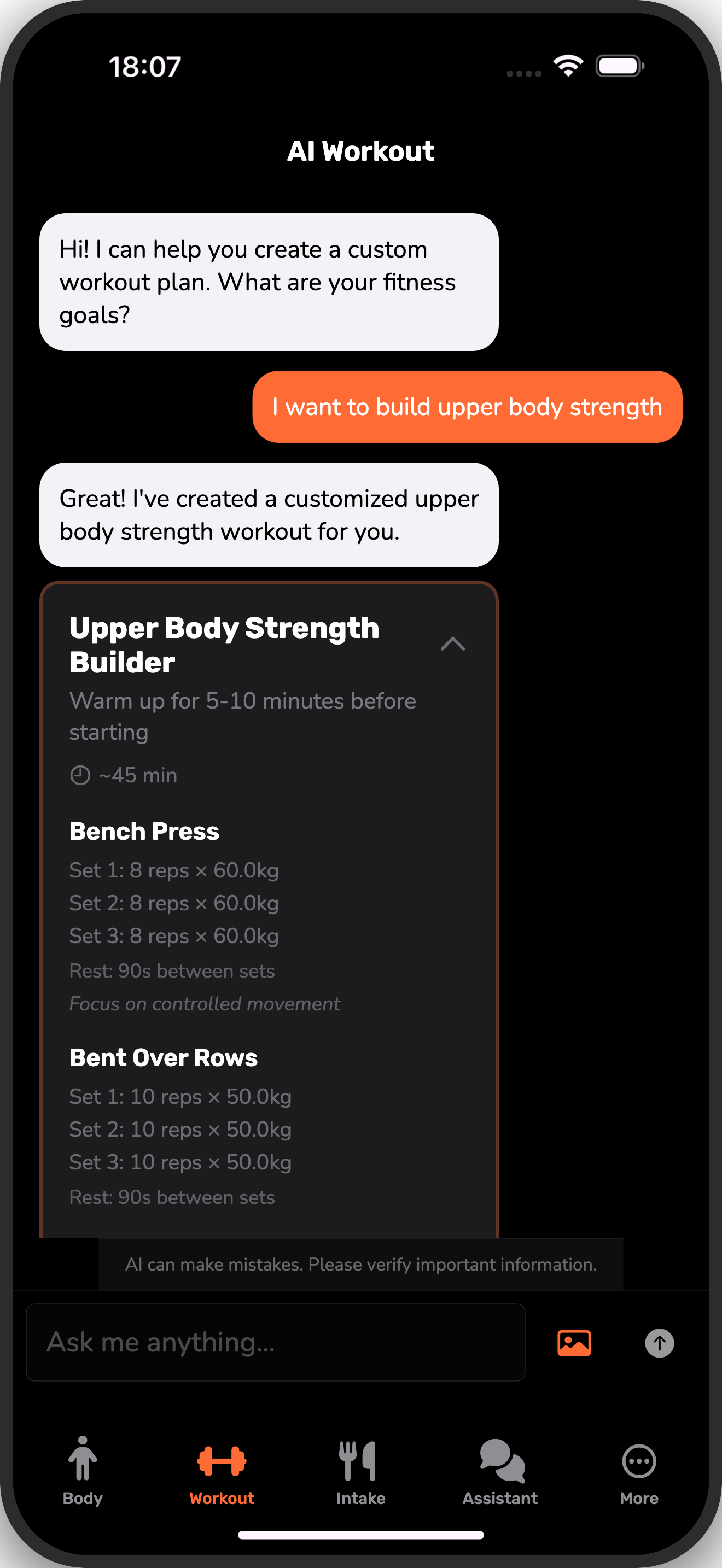 AI workout generator creating personalized plans